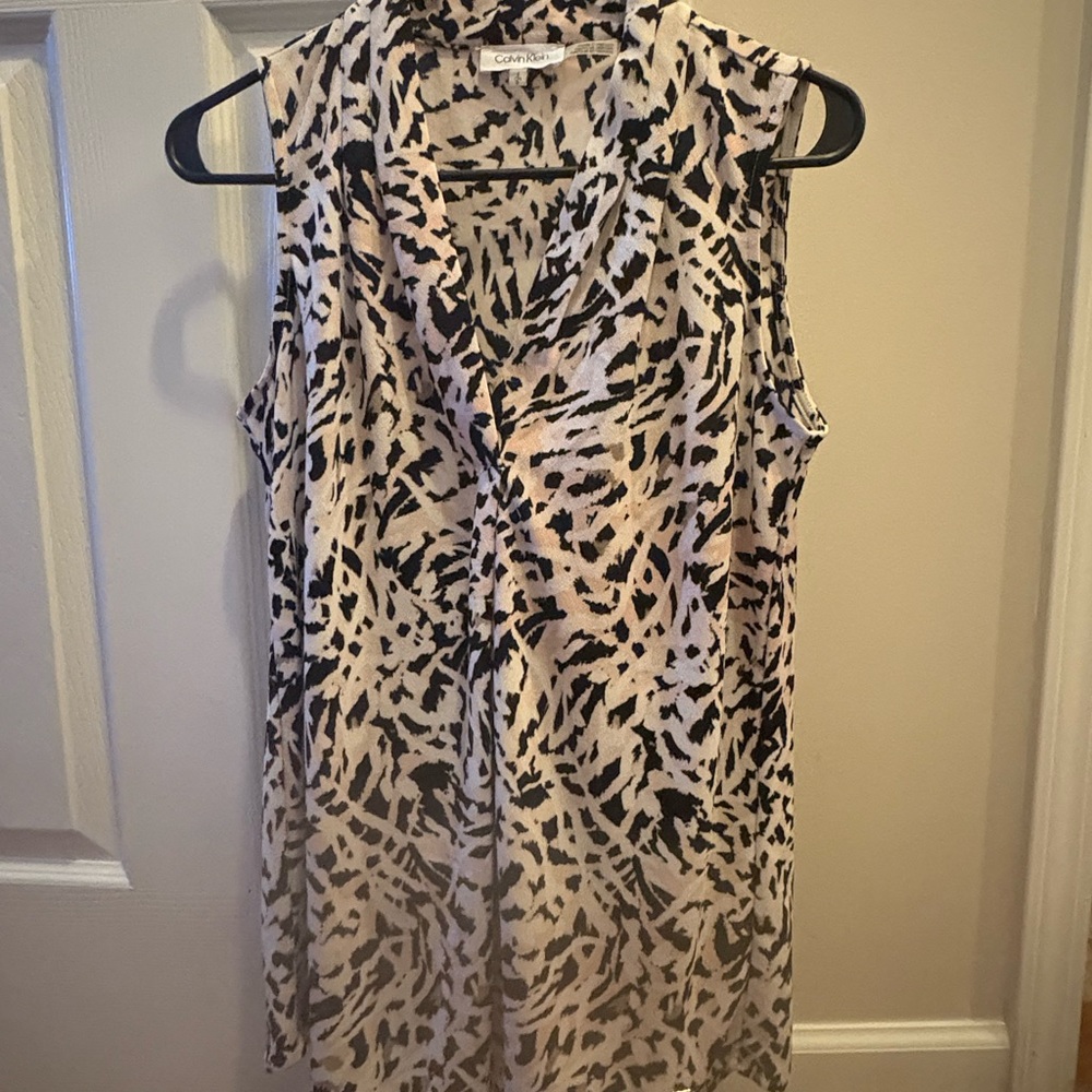 Calvin Klein Sleeveless Animal Print Blouse